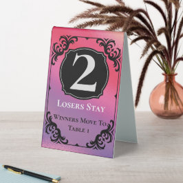 Bunco Table Two Card Rosa Schwarz-weißes Elegant Tischaufsteller
