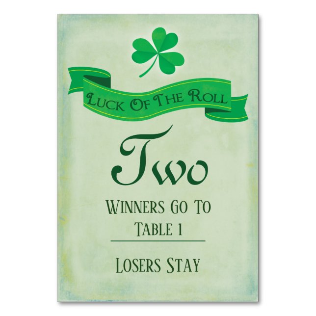 Bunco Table Two März Saint Patricks Tischnummer (Vorderseite)