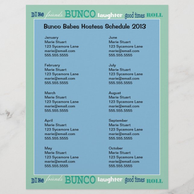 Bunco-U-Bahn-Hosting-Kalender Flyer (Vorne)
