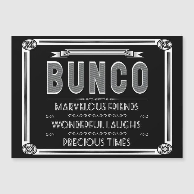 Bunco Vintag Typografie Magnetkarte (Vorderseite)