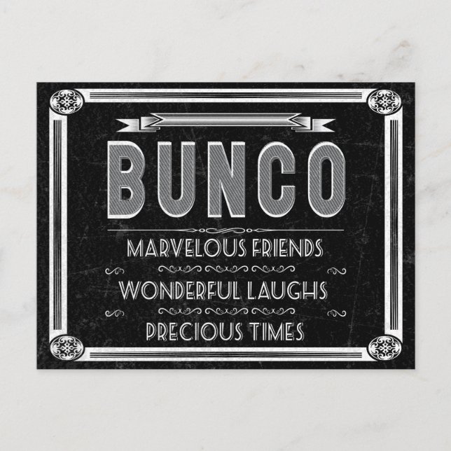 Bunco Vintage Typografie Einladung (Vorderseite)