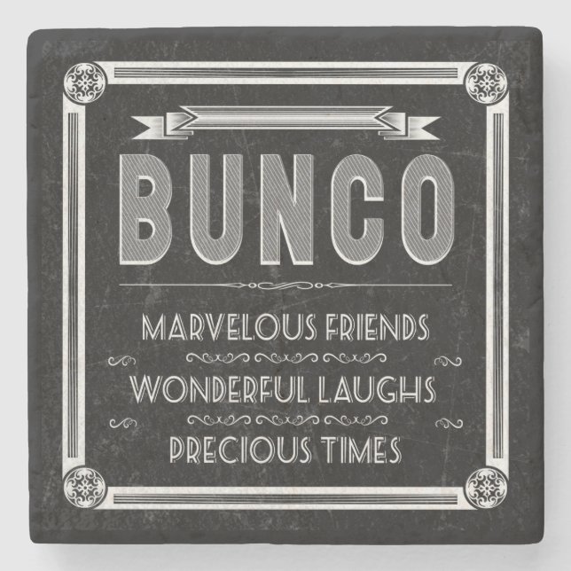 Bunco Vintage Typografie Steinuntersetzer (Vorderseite)