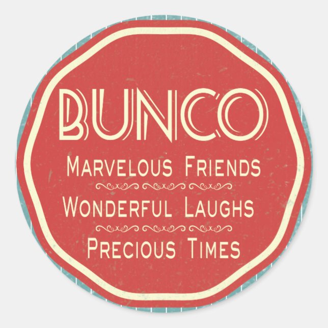 Bunco-Vintages Emblem Runder Aufkleber (Vorderseite)