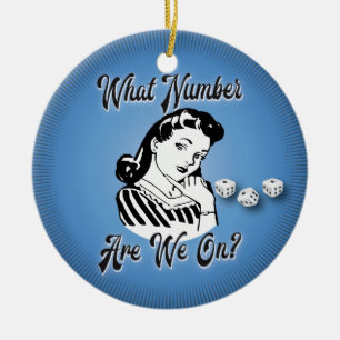 Bunco-Weihnachtsbaumanhänger - Retro Welche Runde Keramikornament
