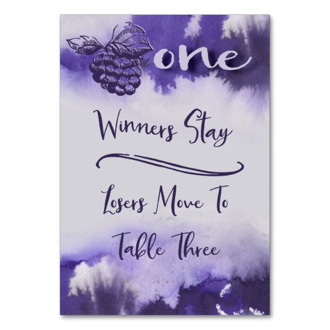 Bunco Weintrauben Hübsche Wasserfarbe Tabelle 1 Tischnummer (Vorderseite)
