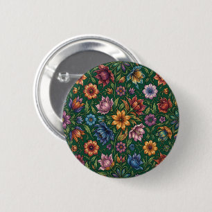 Bündel bunter Blumen auf grün Button