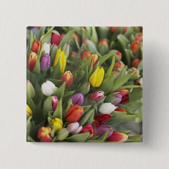 Bündel der bunten Tulpen Button (Vorderseite)