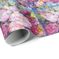 Bündel der rosa Blumen und des rosa Vogels