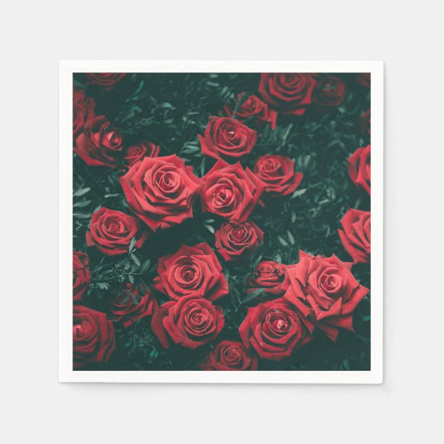 Bündel rote Rosen Serviette (Vorderseite)