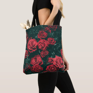Bündel rote Rosen Tasche