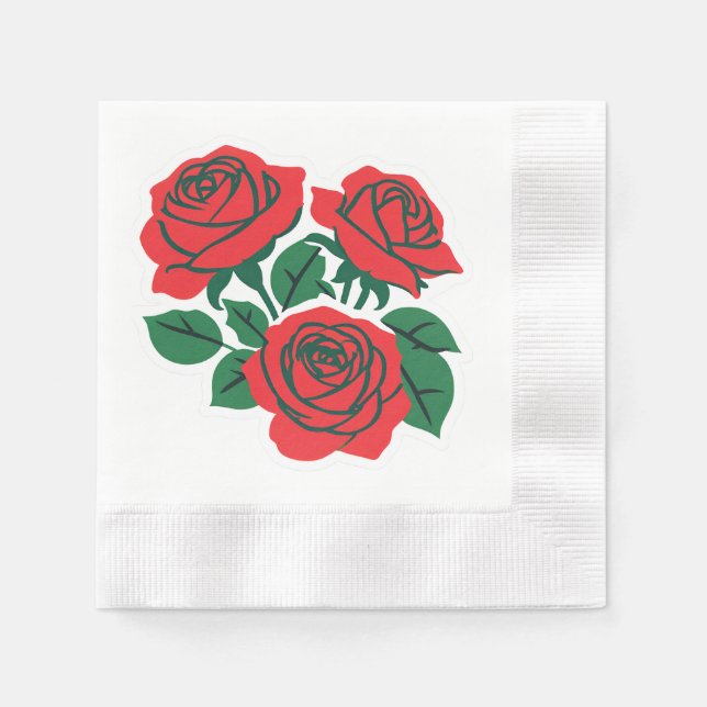 Bundel roter Rosen formelle Hochzeit Serviette (Vorderseite)