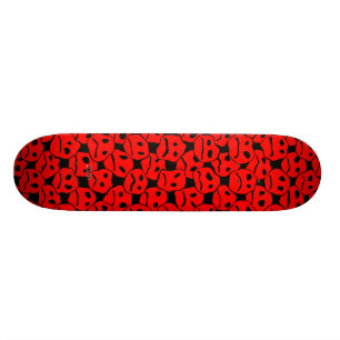 Bündel traurige Gesichter (rot) (schwarzes BG) - Skateboard