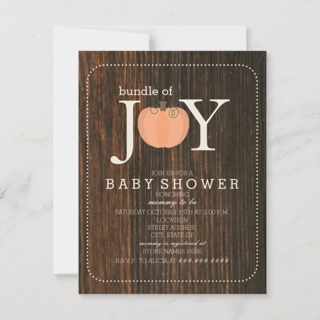 Bündel von Joy Wood Inspiriert Pumpkin Fall Baby Einladung (Vorderseite)