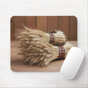 Bündel von Weizen auf Holz Mousepad
