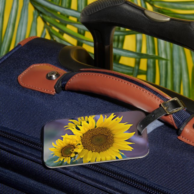 Bündelte Sonnenblumen Nah-up-Fotografie Gepäckanhänger (Vorderseite Insitu 3)