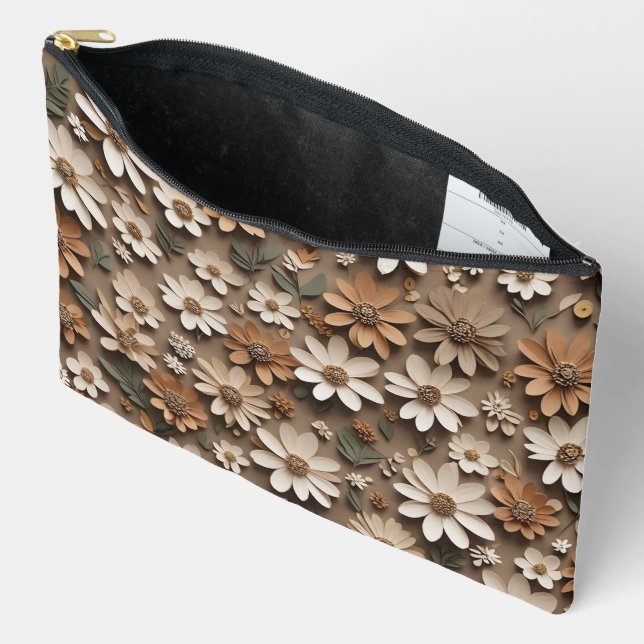 Bündelung von 3D-Blume im minimalistischen Stil Zubehörtasche (Offen)