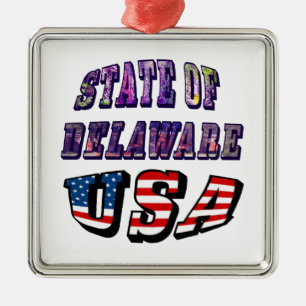 Bundesstaat Delaware USA Foto & Flagge Text Ornament Aus Metall