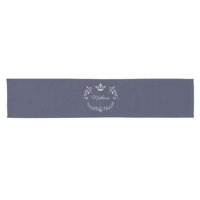 Bundesstaatlich Blue Crown Wappen Personalisiert Kurzer Tischläufer (Horizontal)