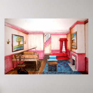 Bundesstaatlicher Stilsaal mit Piano-Aussicht Poster