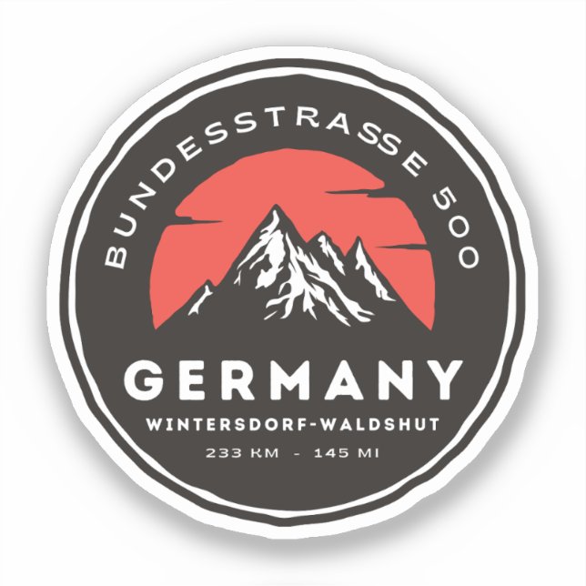 bundesstrasse 500, schwarzer wald german way b500 aufkleber (Vorderseite)