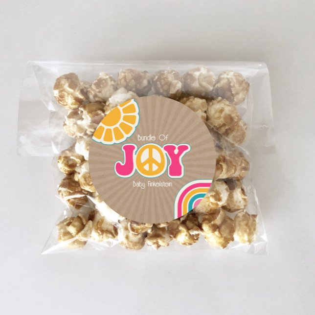 Bundle Joy Peace Hot Pink Brown Baby Shower Hippie Runder Aufkleber (Von Creator hochgeladen)