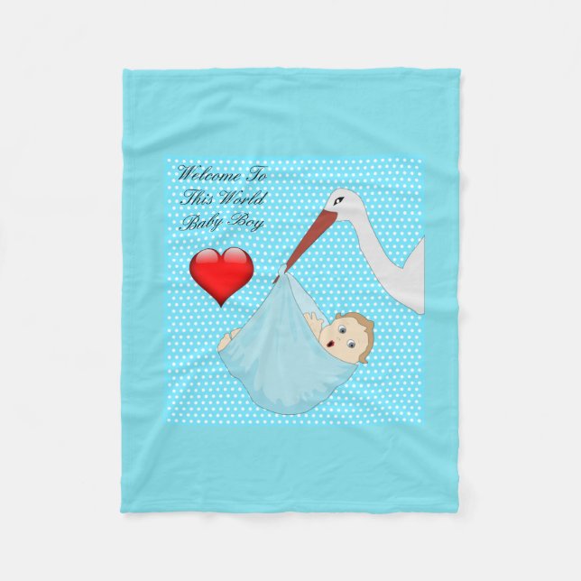 Bundle of Joy Boy Stork Fleece Blanket (Vorderseite)