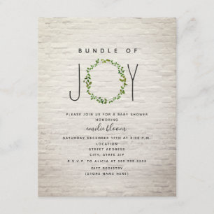 Bundle of Joy Greenery Wreath Brick Baby Shower Einladung