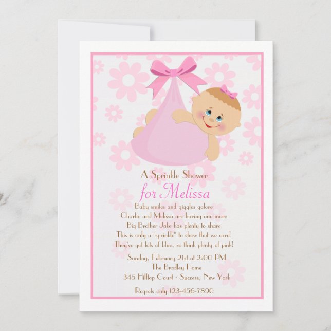 Bundle of Joy (Pk) Sprinkle Baby shower Invitation (Devant)