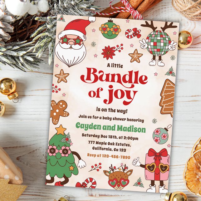 Bundle of Joy Retro Weihnachtsdusche Einladung (Von Creator hochgeladen)