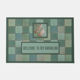 Bungalow Doormat mit Gingko Blatt und grüne Fliese Fußmatte