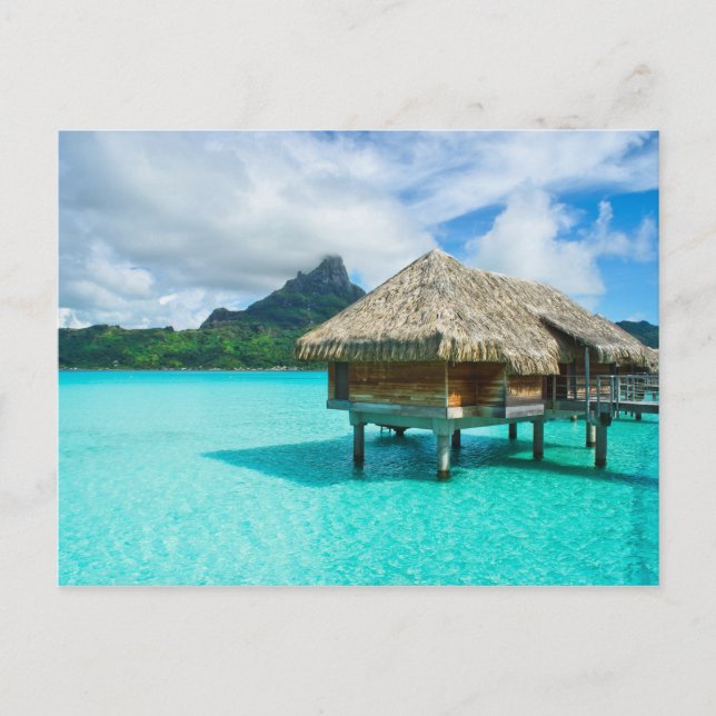Bungalow sur l'eau, carte postale Bora Bora (Devant)