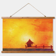 Bungalow sur l'eau Hutte Tapisserie murale en bois