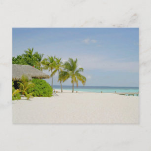 Bungalow und Strand auf den Malediven Postkarte