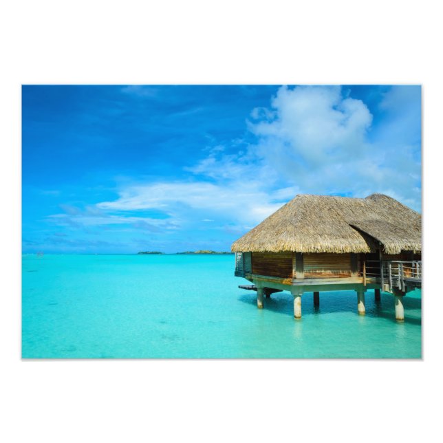 Bungalows mit Blick auf Bora Bora Fotodruck (Vorne)