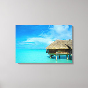 Bungalows mit Blick auf Bora Bora Leinwanddruck