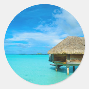 Bungalows mit Blick auf Bora Bora Runder Aufkleber