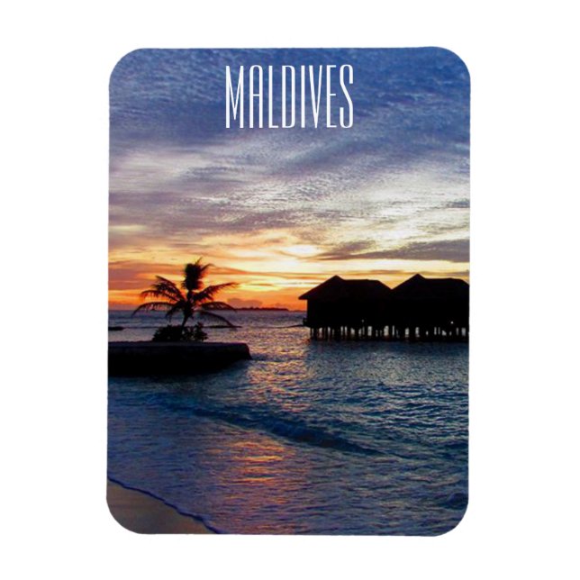 Bungalows mit Sonnenuntergang Magnet (Vertikal)