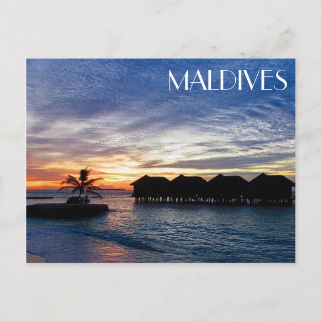 Bungalows mit Sonnenuntergang Postkarte (Vorderseite)