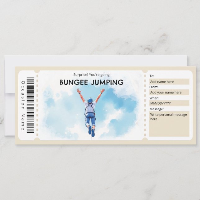 Bungee-Jumping-Ticket-Gutschein Einladung (Vorderseite)