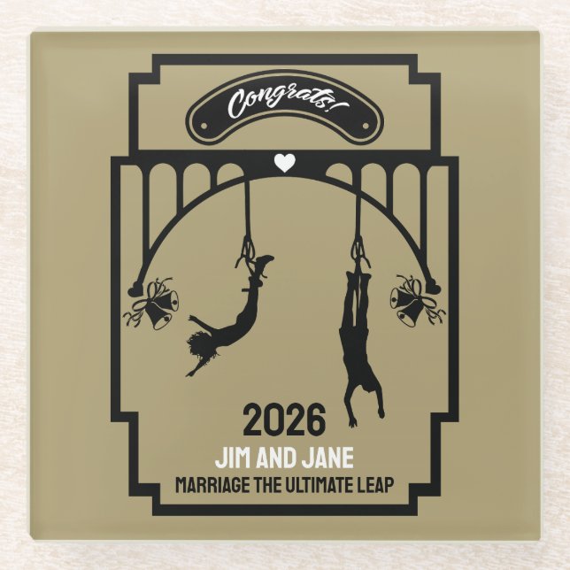 Bungee Jumping Wedding Gift Glasuntersetzer (Vorderseite)