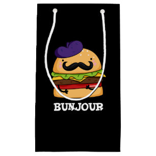 Bunjour Funny French Burger Bun Pun Dark BG Kleine Geschenktüte
