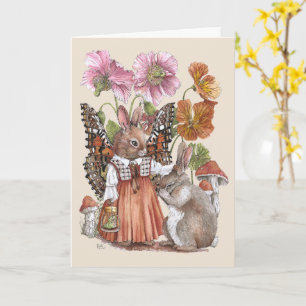 Bunnerfly Tröstender Hase Whimsical Watercolor Karte