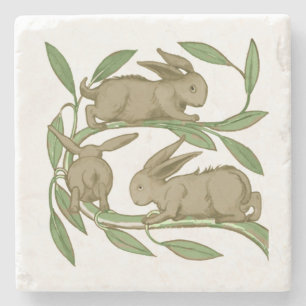 Bunnies an der Limb, William De Morgan Steinuntersetzer