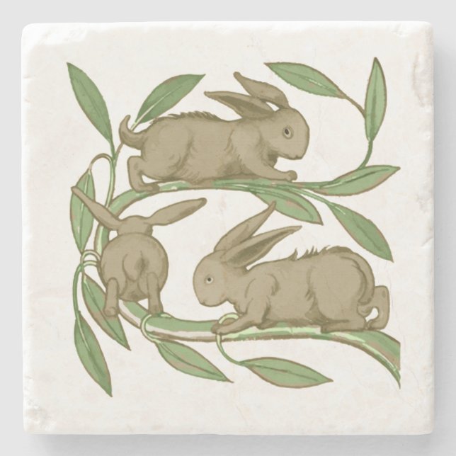 Bunnies an der Limb, William De Morgan Steinuntersetzer (Vorderseite)