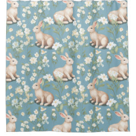 Bunnies auf hellblauem Hintergrund Duschvorhang