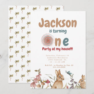 Bunnies Baby 1. Geburtstag Party II Einladung