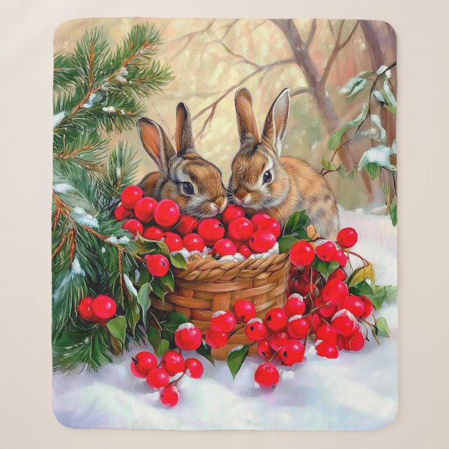 Bunnies & Berries Sherpa Blanket Sherpadecke (Vorderseite)