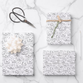 Bunnies-Bunchen auf weiß - nahtlos. Geschenkpapier Set