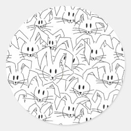 Bunnies-Bunchen auf weiß - nahtlos. Runder Aufkleber
