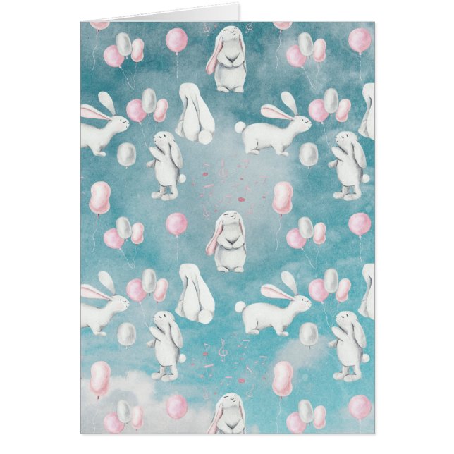 Bunnies Bunny dans le ciel Cute Animal illustratio (Devant)